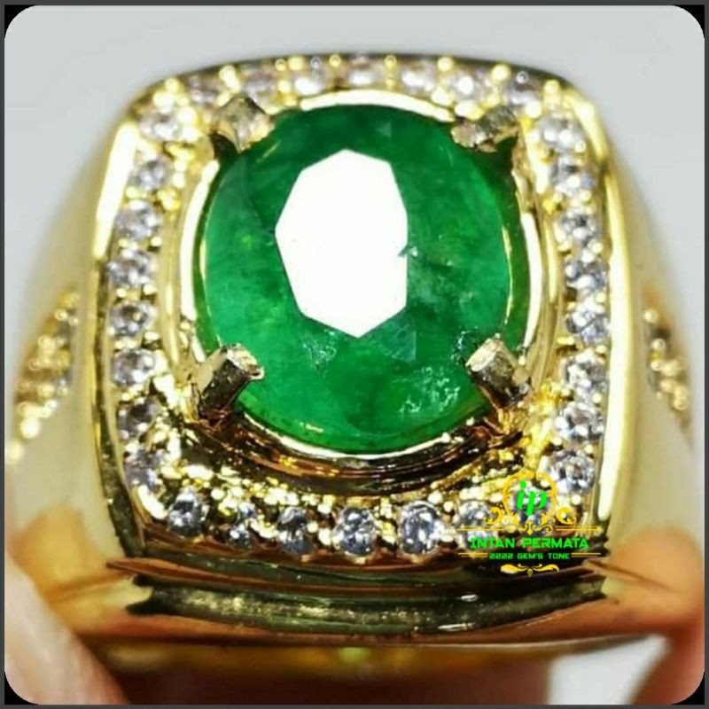 cincin batu zamrud colombia asli natural kualitas super