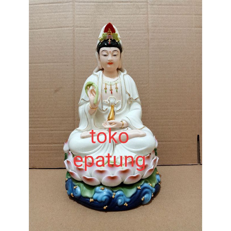 patung dewi kwan im / kwan in / guan yin - keramik taiwan 12 inch