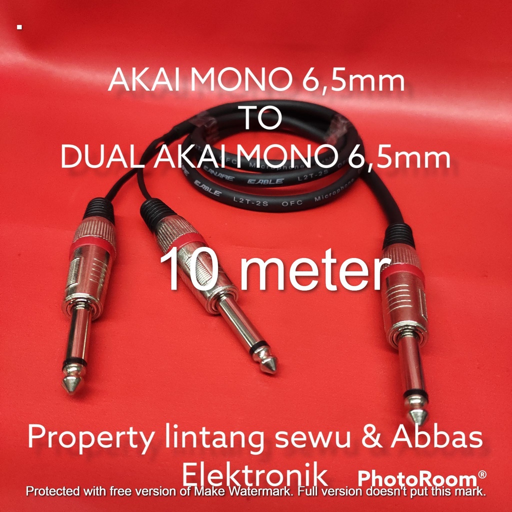 KABEL JEK AKAI 6,5MM TO DUAL AKAI MONO 6.5MM PANJANG 10 METER
