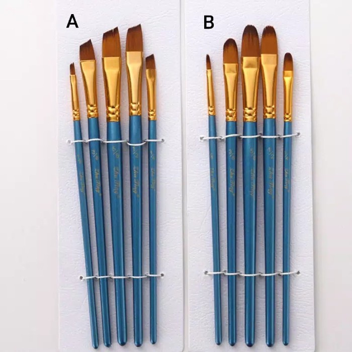 

Kuas Lukis Cat Air Akrilik Set 5 pcs Oil Paint Brush-kuas