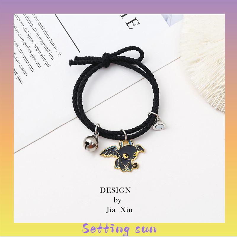 2 Pcs Fashion Magnet Gelang Hitam Dan Putih Toothless Beberapa Gelang Wanita Pria Pasangan Hadiah Perhiasan Aksesoris TN