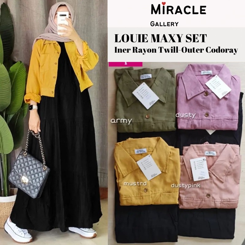 LOUIE MAXY SET 2IN1(KANTONG KANCING)-INER MAXY RAYON TWILL OUTER CODORAY/MAXY DRESS LOUIE SET