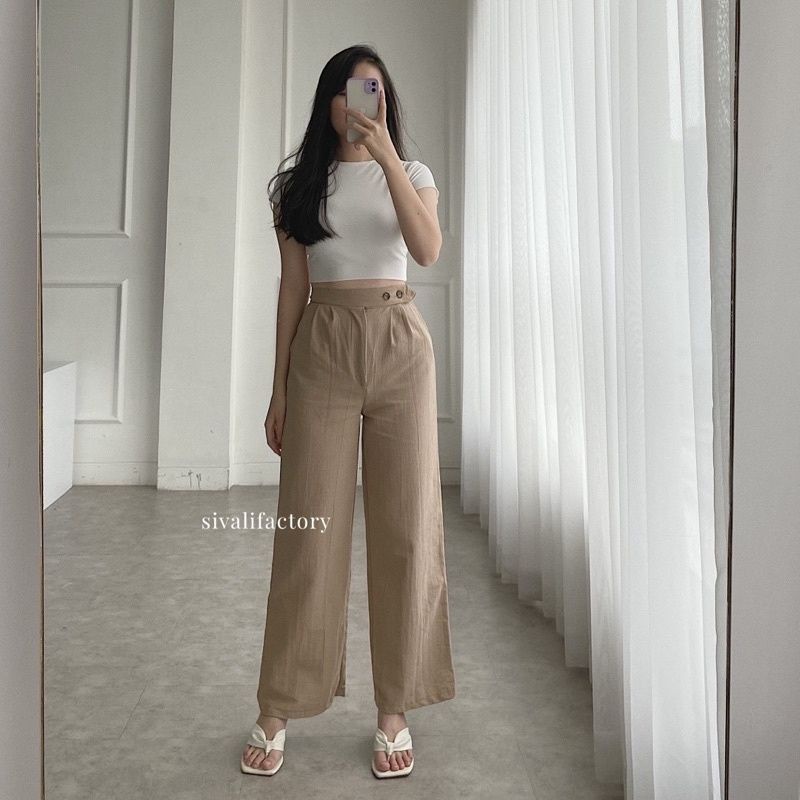 Kulot Linen Highwaist SEOUL Kulot Linen Laura Slim  Celana Kulot Linen Cullote /CELANA KULOT JUMBO