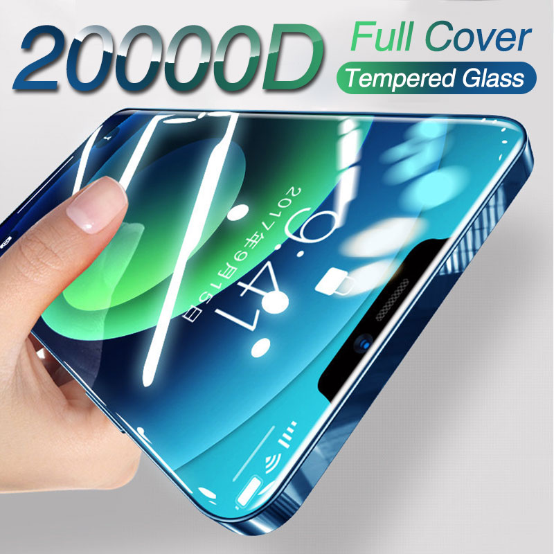 Pelindung Layar Tempered Glass Full Cover Untuk Iphone 12 Mini 11 Pro Max X Xr Xs Max