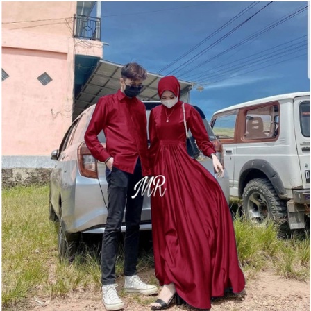 Baju Gamis Couple Muslim Pasangan Cuple Kapelan Keluarga Suami Istri Muslimah Remaja Najwa Caple Kon
