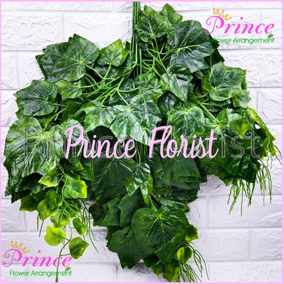 1 LUSIN DAUN ANGGUR DEKORASI PLASTIK ARTIFICIAL IMPORT /DAUN BACKDROP IMITASI PELAMINAN WEDDING BUAT