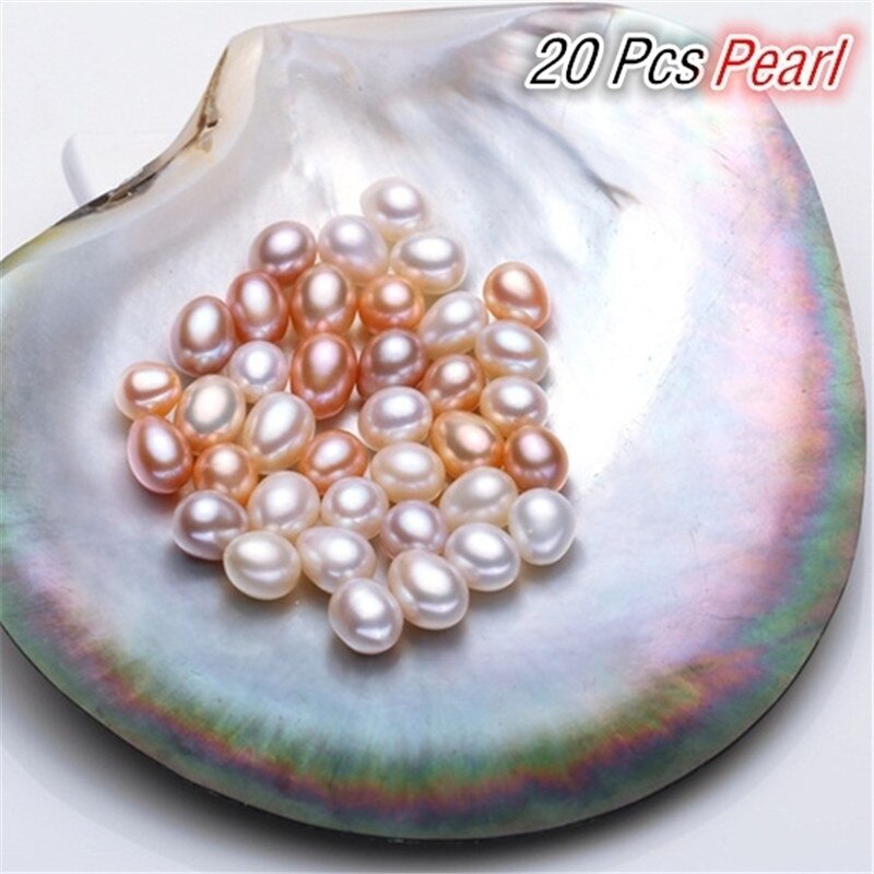 20pcs Manik-Manik Mutiara Air Tawar Bentuk Bulat Ukuran 7-8mm Untuk Membuat Perhiasan Gelang Kalung