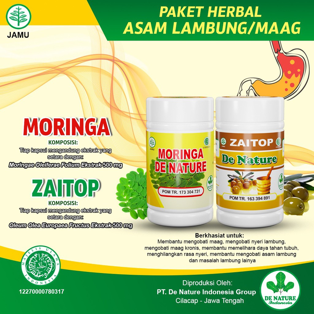 

Moringa Zaitop De Nature - Obat Asam Lambung - GERD - Maag - Tukak Lambung - Mual - Kembung Herbal