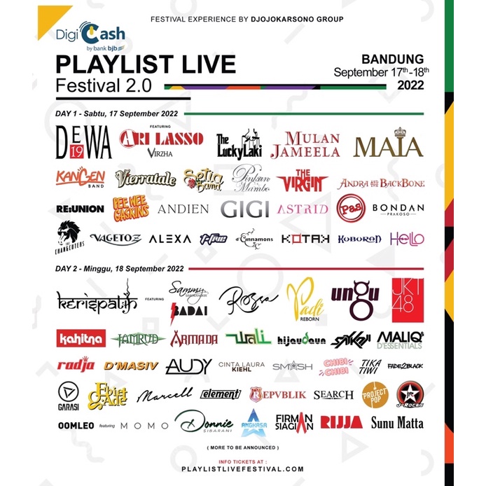 Tiket 2 Days Pass Playlist Live Festival 2.0 Bandung. 17-18 Sept 2022