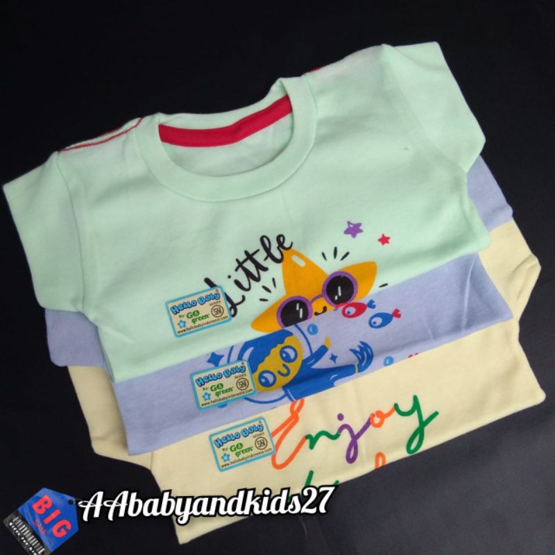 Hello Baby 1PC Kaos Oblong Bayi Sablon Ukuran S M L XL Lembut dan SNI