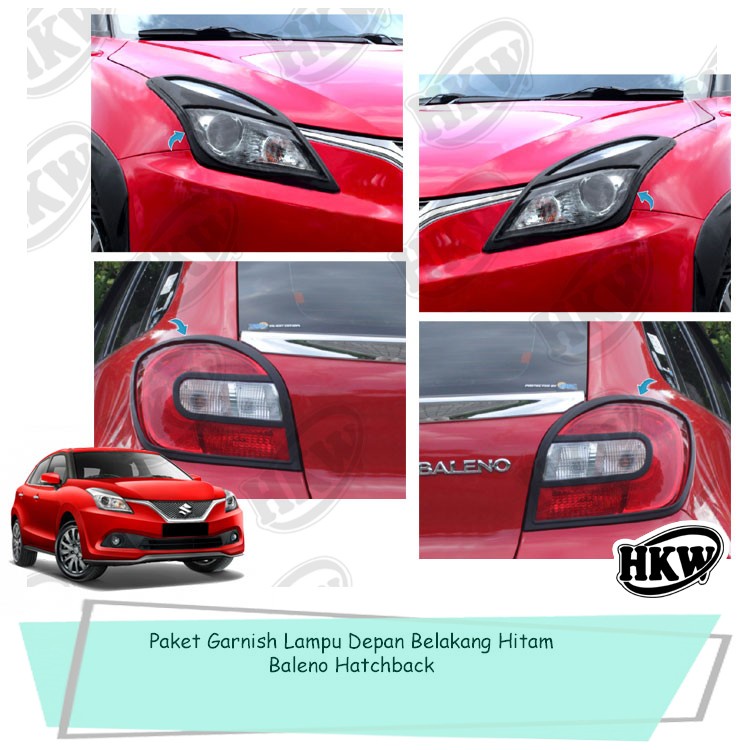 Paket Garnish Lampu Depan Belakang Hitam Mobil Baleno Hatchback