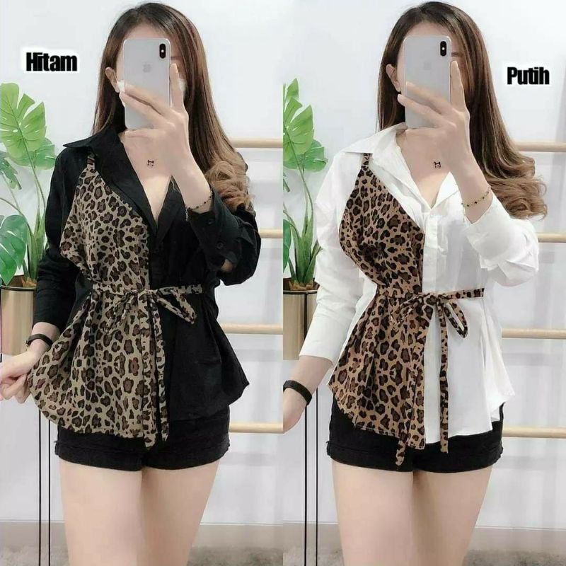 Tiger blouse baju atasan top wanita loreng premium