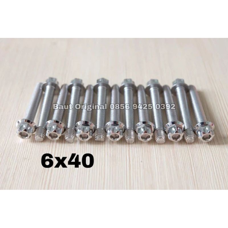 baut probolt gs1 6x40 mm stainless new model drat 10 panjang 4cm ukuran 10 silver gear 2 kunci belimbing heng