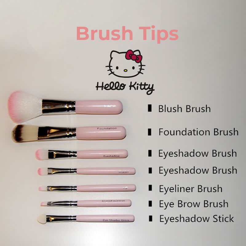 ZILLO Kuas Make Up 7in1 Kuas Wajah Karakter Hello Kitty Pink Kuas Hellokitty Wajah Lembut Di Muka