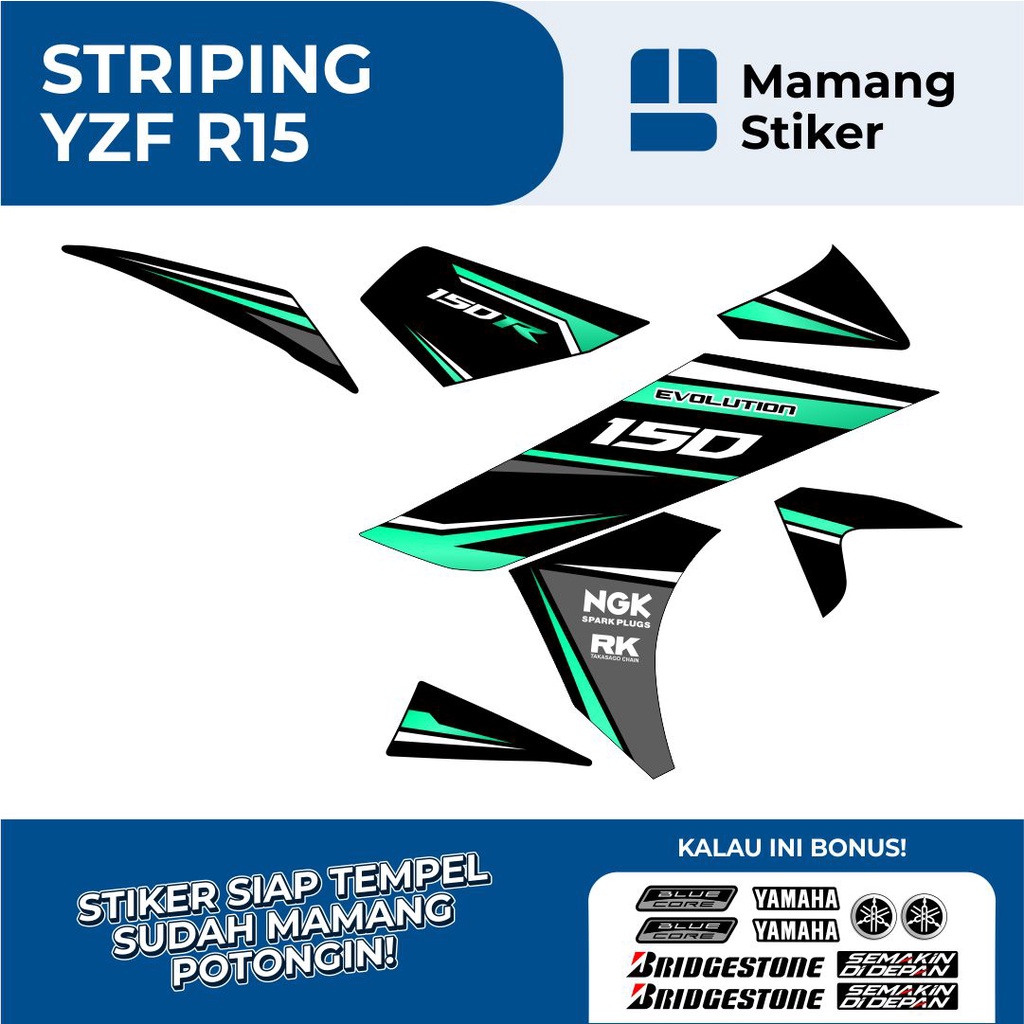 STRIPING YAHAMA R15 V2 SEMIFULLBODY GRAFIS (5) RACING NGK/STICKER MOTOR R15 LAMA SEMI FULL BODY/STIK