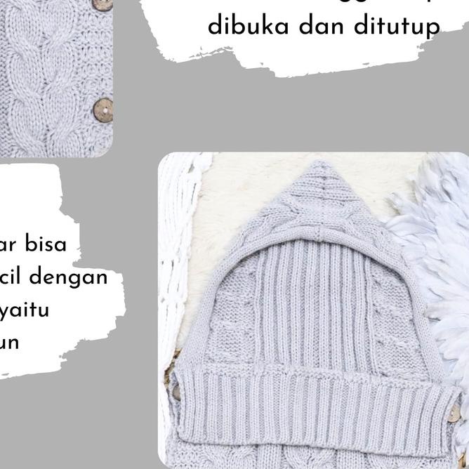 Selimut Topi Rajut Bayi Baru Lahir Tebal Hangat Premium / Bedong Instant Kancing Alas Tidur Baby Per