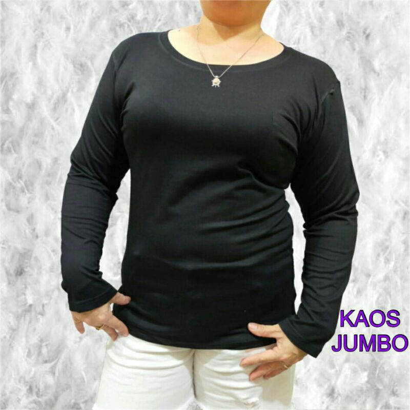 KAOS JUMBO WANITA LENGAN PANJANG ROUND NECK