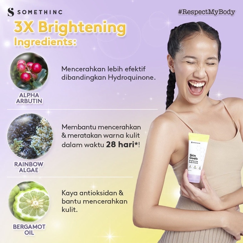 SOMETHINC SKIN GOALS Brightening Body Crème 100ml | Body Cream Somethinc Hand Body Lotion Somethinc Whitening Lotion