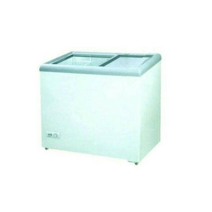 Promo Sliding Flat Glass Freezer Gea Sd 256 250 liter 220 watt