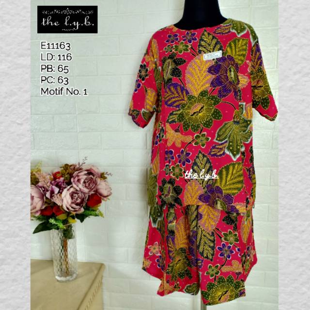 Daster Setelan Kulot Pendek Batik Kencana Ungu E11163