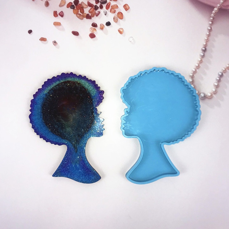 SIY  Super Glossy Woman Head Epoxy Resin Mold Keychain Pendant Casting Silicone Mould