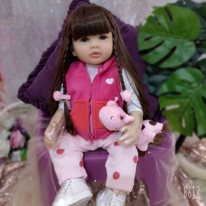 Boneka Reborn Bayi Cewek Premium Full Silikon Bisa Mandi 55 cm Premium