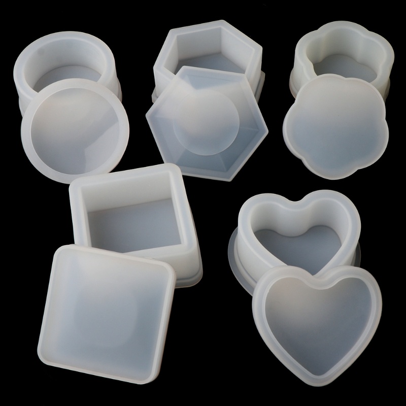 SIY  5 Pcs Box Resin Molds with lids Silicone Molds for DIY Craft Making Ashtray