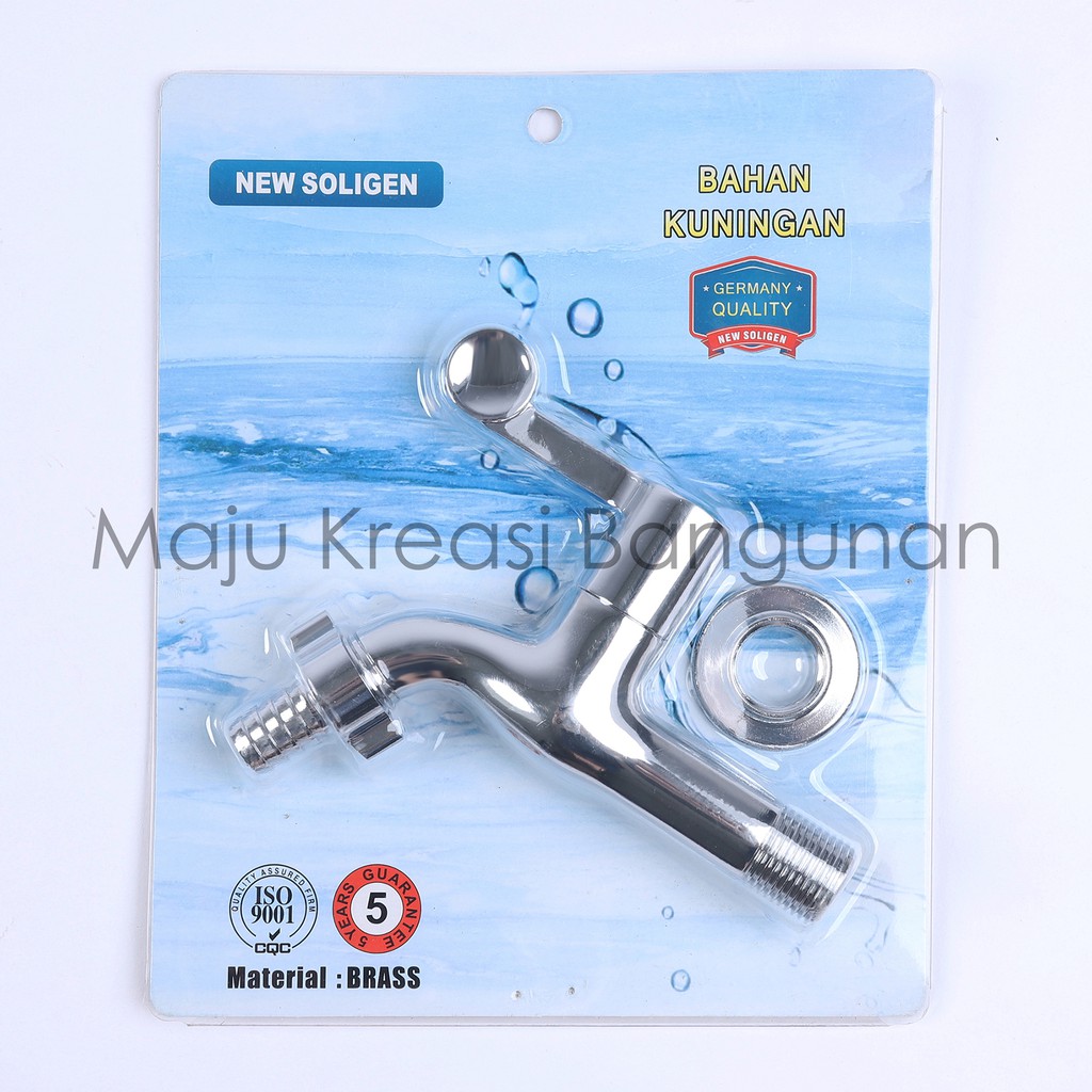 Kran Taman Kuningan SOLIGEN Keran Tembok Air 515 516 Engkol 1/2&quot; 1/2 Inch Inci Brass 1/2Inch 1/2Inci