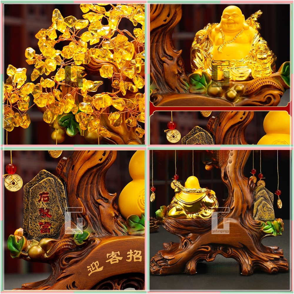 Patung Pajangan Hiasan Hadiah Kado Dewa Maitreya Meja Kantor Aesthetic Benda Gelang Fengshui Fengsui Feng Shui Pohon Tree Tanaman Bambu Rejeki Rezeki Hoki Emas Gold Amulet Keberuntungan Batu Resin Rupang Tasbih Buddha Budha Amitabha Statue Necklace Besar