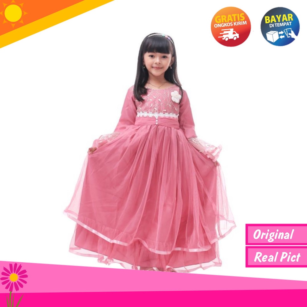 gamis anak perempuan | gamis pesta mewah warna pink tua | baju gaun anak perempuan | dress anak perempuan | baju gamis anak | baju gamis anak perempuan | gaun pesta anak perempuan