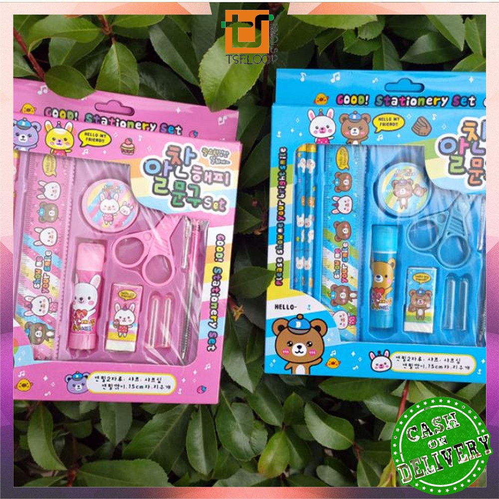 OFM-A26 Alat Tulis Set 8in1 Karakter Stationery Kids / Paket Alat Tulis Anak TK / Set School Supplies for Child Writing Gift Eraser Ruler