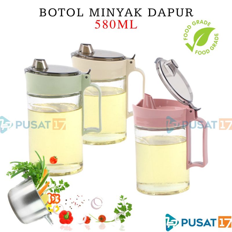 KACA BOTOL MINYAK 580 ML KACA / TEMPAT MINYAK 580 ML ANTI TUMPAH / BOTOL