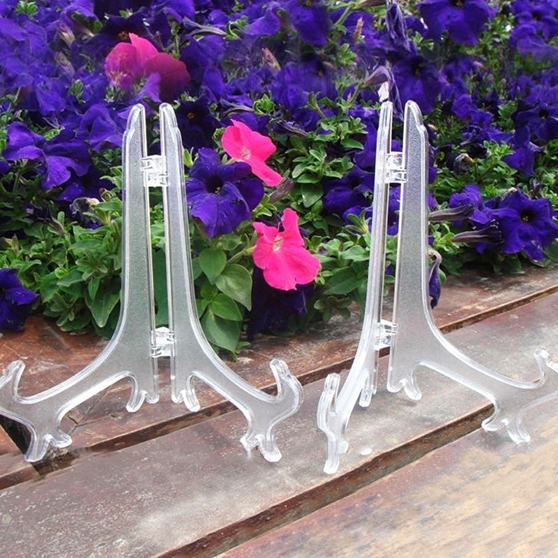 Portable Black And Transparent Plastic Display Stand for Picture, Decorative Plate, Book, Photo Easel,Dish