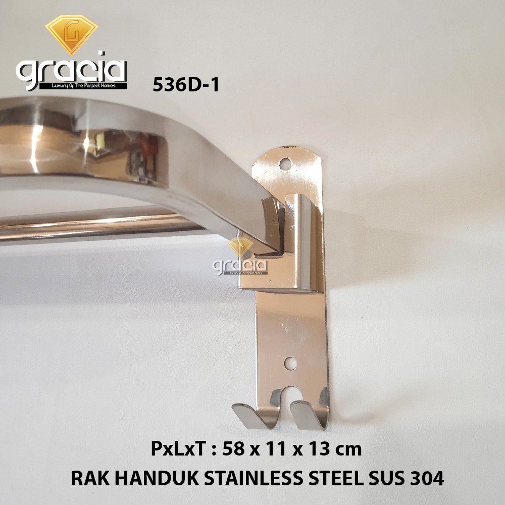 Rak Handuk 2 Baris Dinding Kamar Mandi Chrome Stainless SUS 304