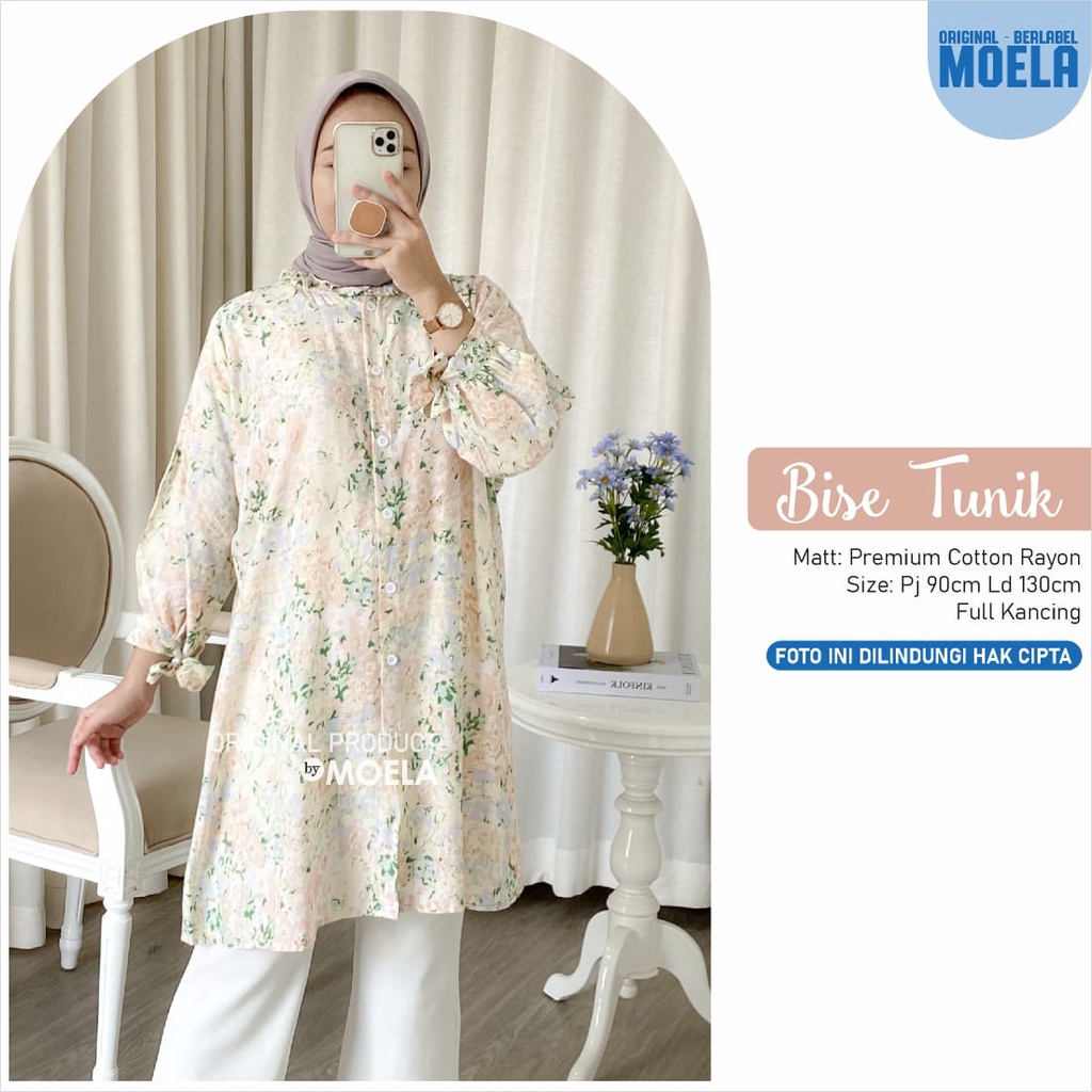 TUNIK BISE by ORIGINAL MOELA ld 130cm allsize fashion premium cotton rayon full kancing daisy ciora 