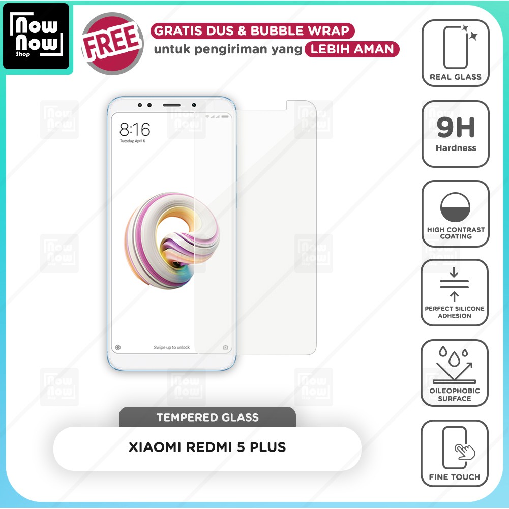 Tempered Glass Anti Gores Xiaomi Redmi 5 Plus Screen Guard Protector 9H Kaca Temperglass