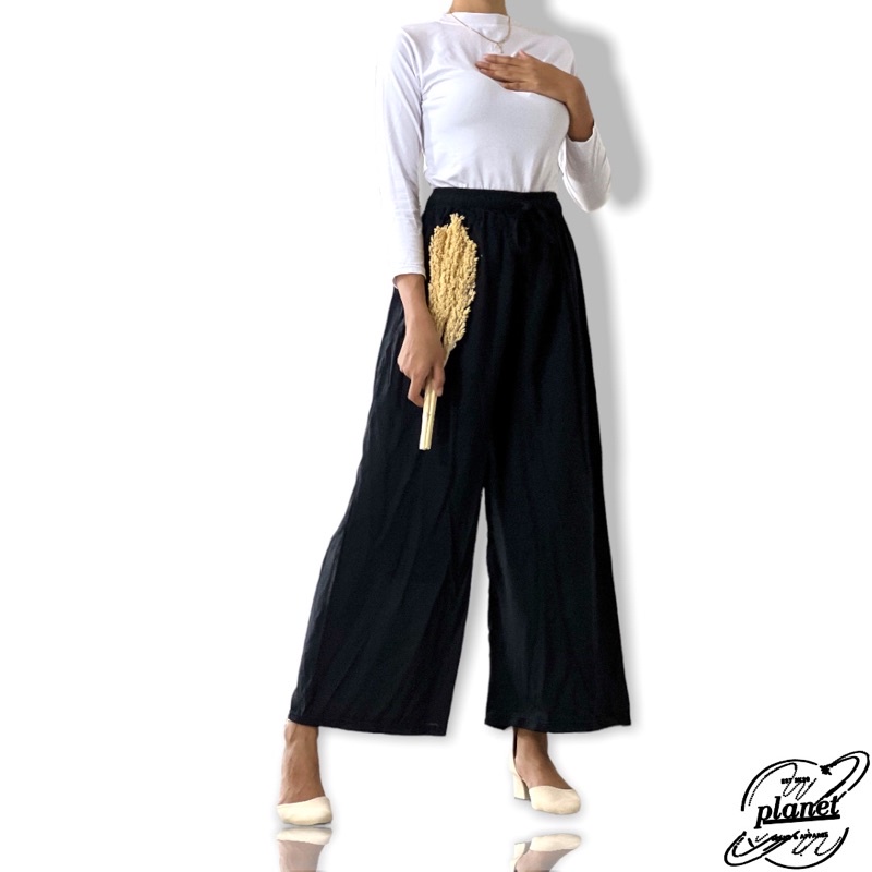 KULOT HIGHWAIST RAYON ADEM LONG CULLOTE POLOS WANITA KULOT HARIAN PINGGANG TALI