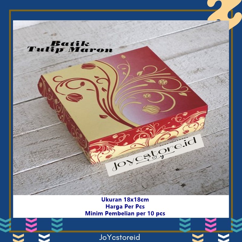 Dus Nasi R8 Batik TULIP Kotak Nasi 18x18 Box Nasi - Merah/ Box Kue / Box Jajan / Snack Box / Kotak K