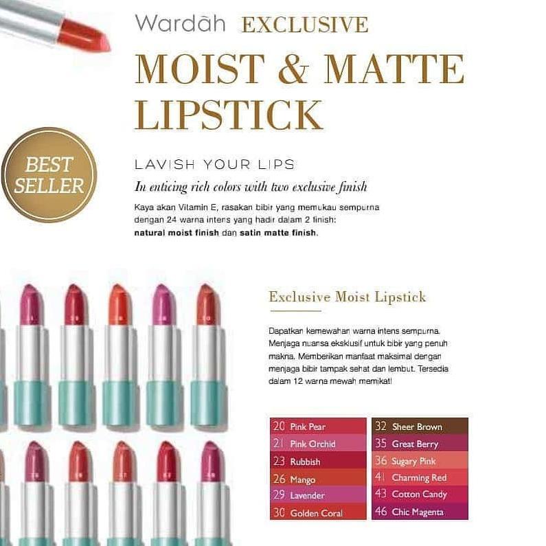 Wardah Exclusive Moist Lipstick (Kemasan Hijau Tua)(VHI)