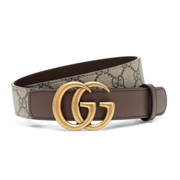 GG Marmont Supreme and leather belt 3cm - Brown