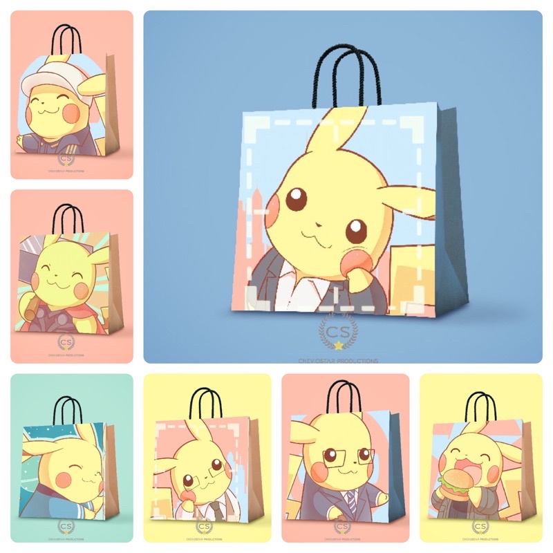 

paperbag custom pokemon/pikachu/goodie bag birthday/hampers ulang tahun/hampers birthday/birthday anak