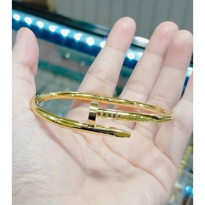 Gelang titanium cart*er motif paku polos