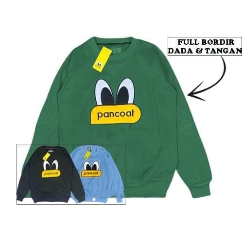 SWEATER CREWNECK PANCOAT LOGO FULL BORDIR ORIGINAL BRAND - SWEATER HOODIE CREWNECK PRIA WANITA BAHAN