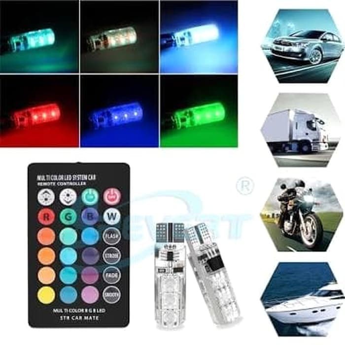 LAMPU LED MOBIL MOTOR RGB JELLY SMD ISI 2PCS + REMOTE - RGB02