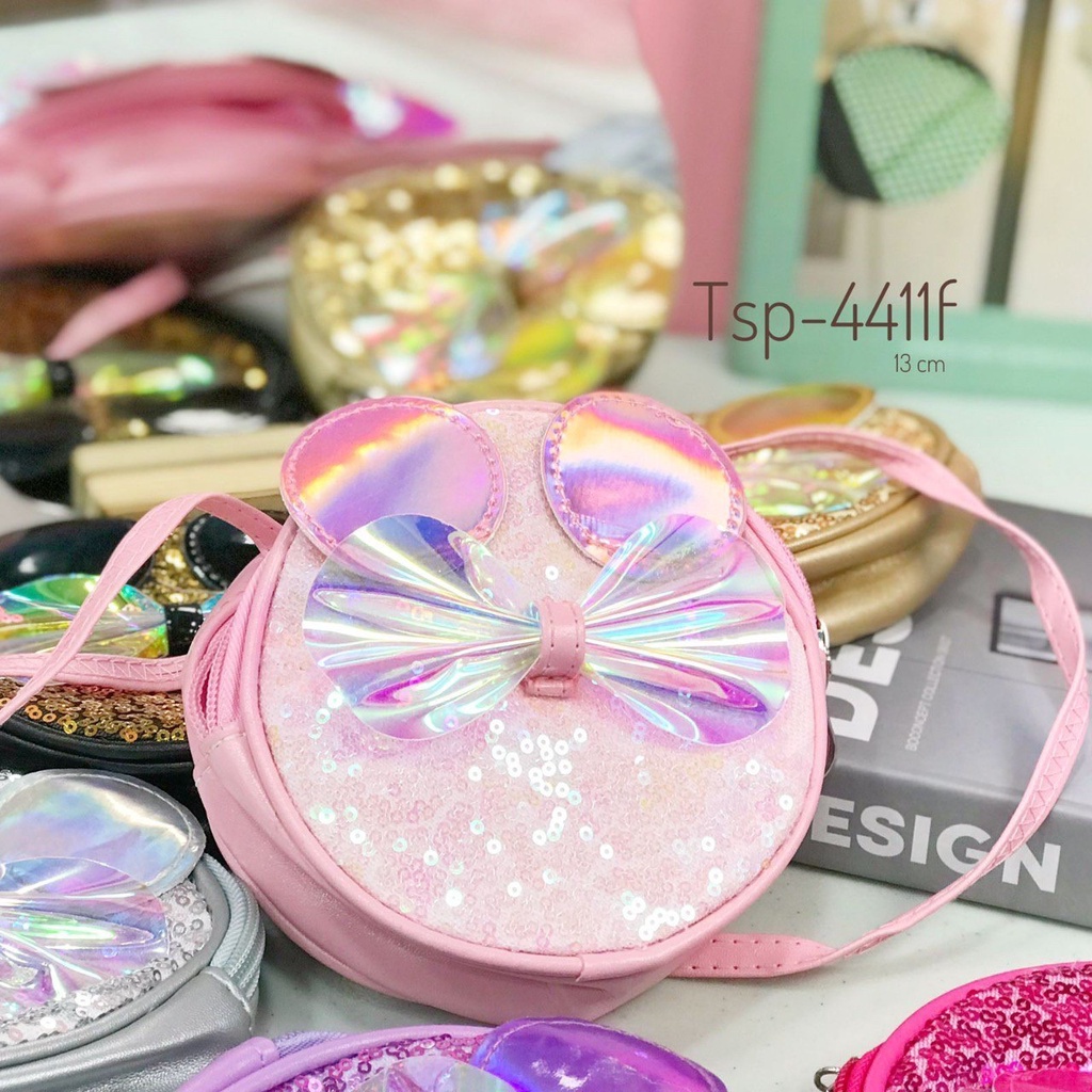 Tas selempang sequin mouse mini tas selempang kuping tas anak kecil