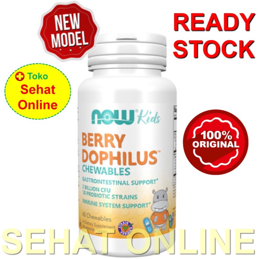 NOW Foods Berry Dophilus Kids 2 Billion 60 Chewables