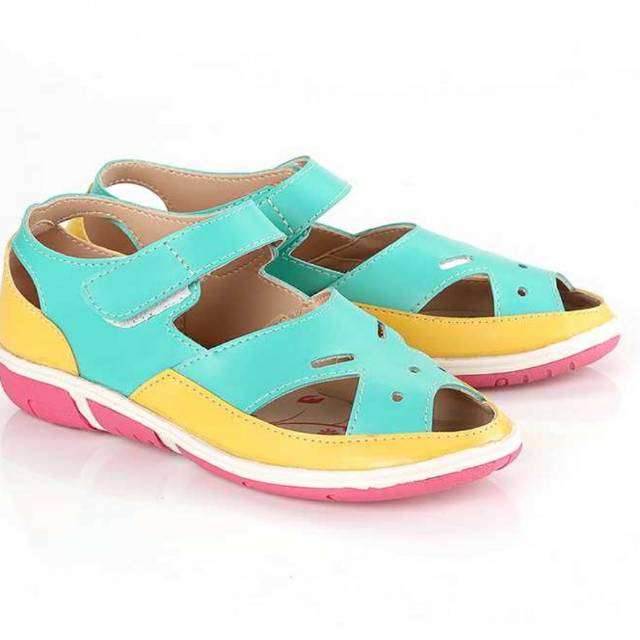 SEPATU SANDAL  ANAK  PEREMPUAN WARNA  KOMBINASI BAHAN PU PVC 