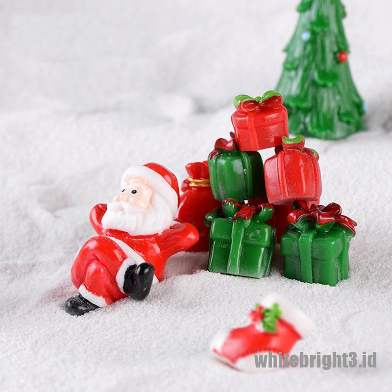 (white3) Miniatur Santa Claus / Snowman / Pohon Natal DIY Untuk Dekorasi Taman