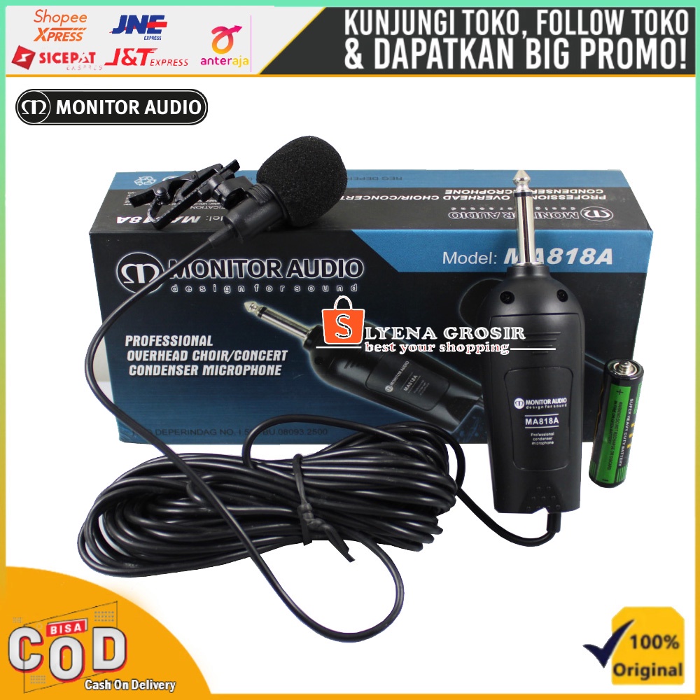Mic Jepit Monitor Audio MA-818A Mik Kabel Condenser Mikrofon Clip On Original