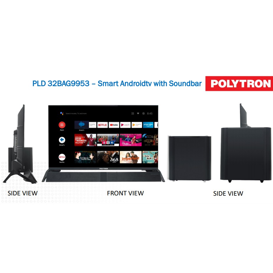 POLYTRON SMART TV MOLA TV PLD 32BAG5959  / 32BAG9858 CINEMAX SOUNDBAR GARANSI RESMI 32 inch 32BAG9953